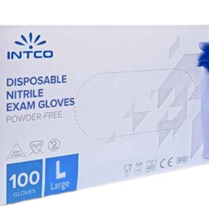 دستکش نیتریل آبی اینتکو INTCO سایز لارج بسته 100عددی