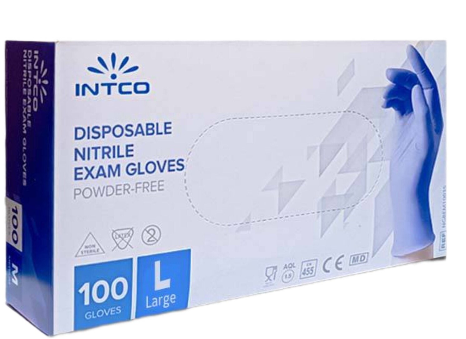 دستکش نیتریل آبی اینتکو INTCO سایز لارج بسته 100عددی